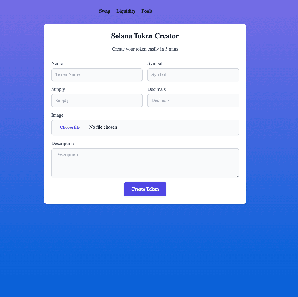 Token creator with metadata